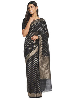 Fabindia - Black Butta Cotton Silk Saree
