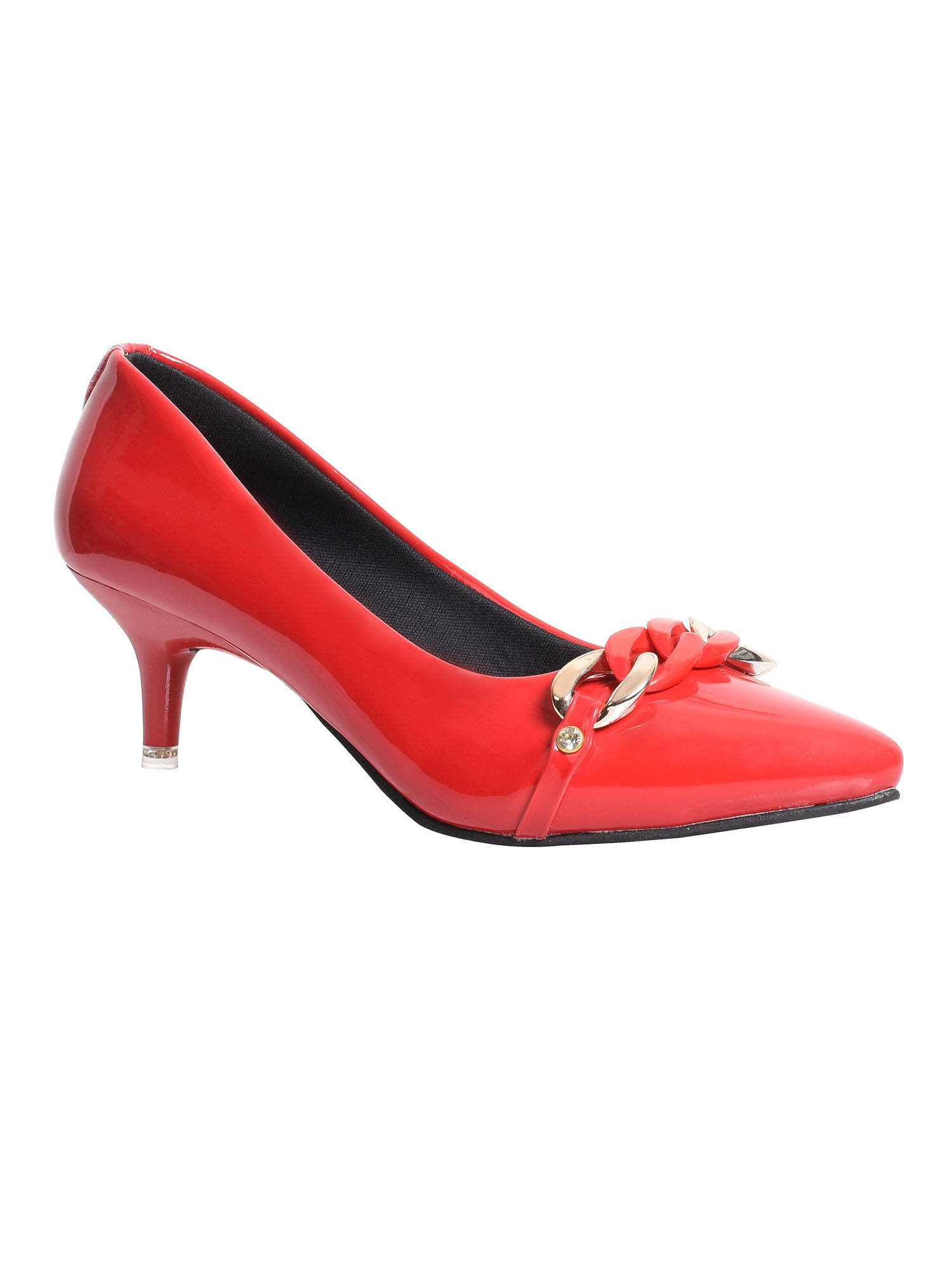 Buy SHUZ TOUCH Women Smart Casual Solid Chain Belly Red Online