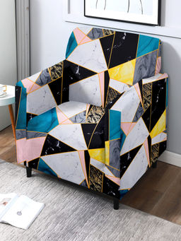 Cortina - Geometric Print 1 Single Seater Sofa Cover - Multi Color