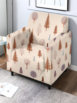 Cortina - Quirky Print 1 Single Seater Sofa Cover - Beige
