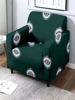 Cortina - Ethnic Print 1 Single Seater Sofa Cover - Peacock Green