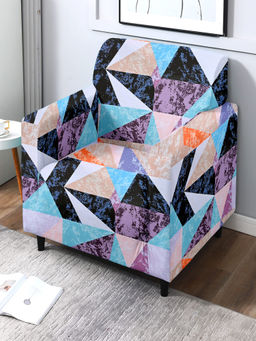 Cortina - Geometric Print 1 Single Seater Sofa Cover - Multi Color