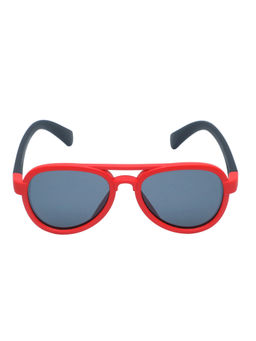 Spiky - Red Frame Grey Polarised Lens Aviator Sunglasses