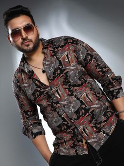 Instafab Plus - Men's Multicolour Impressionistic Foliage Shirt