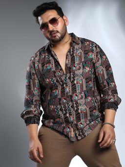 Instafab Plus - Men's Taupe Brown Botanical Relic Shirt
