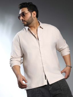 Instafab Plus - Men's Daisy White Solid Regular Shirt