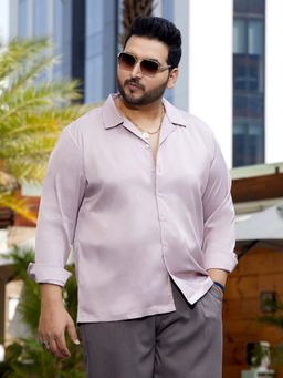 Instafab Plus - Men's Blush Lavender Solid Cuban Shirt