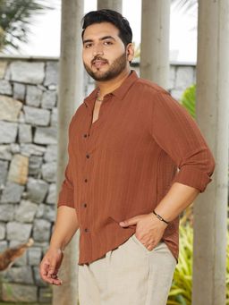 Instafab Plus - Men's Sienna Brown Woven-Lined Shirt