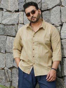 Instafab Plus - Men's Beige Swirl-Tactile Shirt