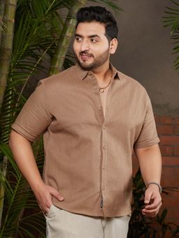 Instafab Plus - Men's Camel Brown Solid Cotton Shirt