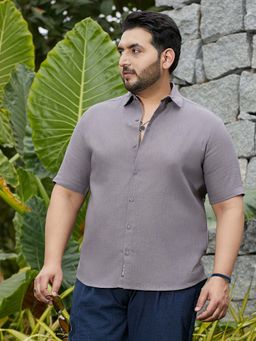Instafab Plus - Men's Moon Grey Solid Cotton Shirt