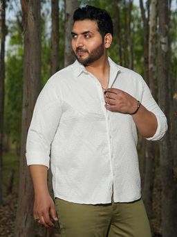 Instafab Plus - Men's Daisy White Shard-Tactile Shirt