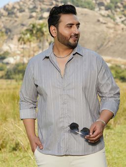 Instafab Plus - Men's Coin Grey Ripple-Edge Shirt