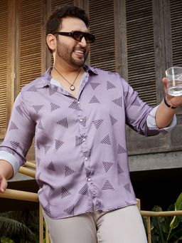 Instafab Plus - Men's Amethyst Purple Triangle Block Shirt