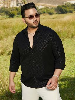 Instafab Plus - Men's Onyx Black Marquise-Imprint Shirt