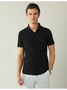 AD By Arvind - Black Slim Fit All-Over Printed Shirt