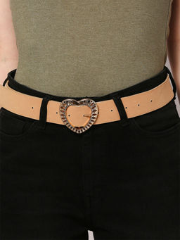 Twenty Dresses by Nykaa Fashion - Beige Solid Heart Buckle Jeans Belt