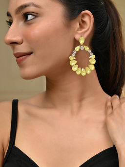 Silvermerc Designs - Gold Floral Drop Yellow Earrings