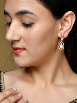 Silvermerc Designs - Gold-Plated American Diamond Drop Earrings