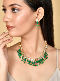 Silvermerc Designs - Green Kundan Jewellery Set