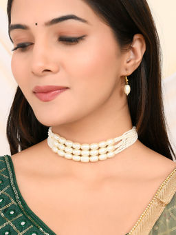 Silvermerc Designs - Gold Plated Multi Strand Pearl Beaded Jewellery Set