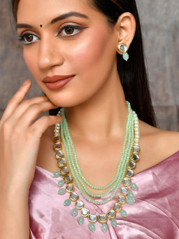 Silvermerc Designs - Long Layered Kundan Jewellery Set