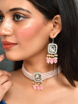 Silvermerc Designs - Kundan Layered Choker Jewellery Set