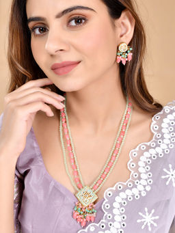 Silvermerc Designs - Pearl Beads Studded Kundan Jewellery Set