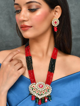 Silvermerc Designs - Ethnic Multi Layered Kundan Jewellery Set