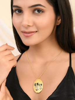 Silvermerc Designs - Gold-Plated Elephant Printed Circular Necklace