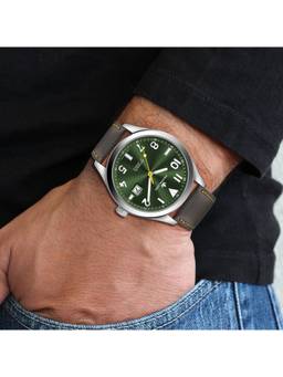 Franklord - Regal Sapphire Signature Emarald Pulse Leather Luxury Automatic Watch Fl05 Grn (M)