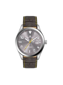 Franklord - Regal Sapphire Signature Steel Blaze Leather Luxury Automatic Watch Fl05 Gry (M)