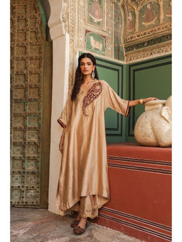 Label Niti Bothra - Beige Riwayat Embroidered Kurta with Pant (Set of 2)