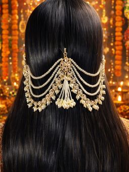 OOMPH - Gold Tone Ethnic Sheeshphool-Kundan Jadau Floral Design for Women and Girls