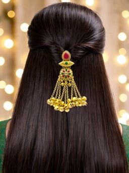 OOMPH - Gold Heritage Rajwadi Hair Bun Pin - Ghungroo Detailing