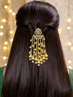 OOMPH - Gold Heritage Rajwadi Hair Bun Pin - Ghungroo Detailing