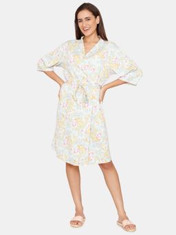 Zivame - Coucou Above Knee Robe with tie on - Sky Blue