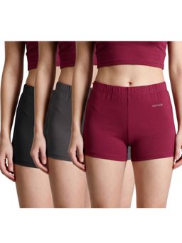 BODYSIZE - Multi-Color Women's Cotton Spandex Seamless Mid Waist Boyshorts (Pack Of 3)