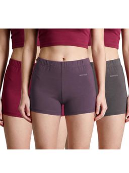 BODYSIZE - Multi-Color Women's Cotton Spandex Seamless Mid Waist Boyshorts (Pack Of 3)