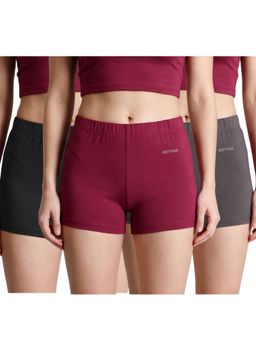 BODYSIZE - Multi-Color Women Soft Bamboo Boyshorts (Pack Of 3)