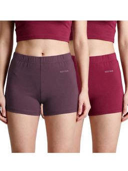 BODYSIZE - Multi-Color Women Soft Bamboo Cotton Boyshorts (Pack Of 2)