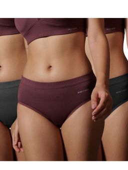 BODYSIZE - Multi-Color Jensy Women Cotton Spandex Mid-Waist Hipster (Pack Of 3)