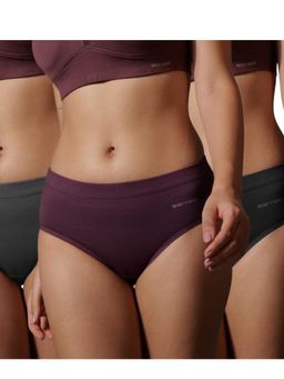 BODYSIZE - Multi-Color Jensy Women Cotton Spandex Mid-Waist Hipster (Pack Of 3)