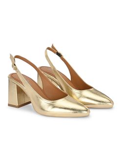 Delize - Gold Women Vegan Leather Sandal Heels