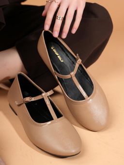 Drop Bold - Beige Round Toe Ballerinas For Women