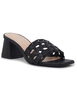 London Rag - Woven Black Strap Detail Slip-On Sandal Heels