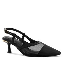 London Rag - Women Black Pointy Toe Slingback Sandal Heels