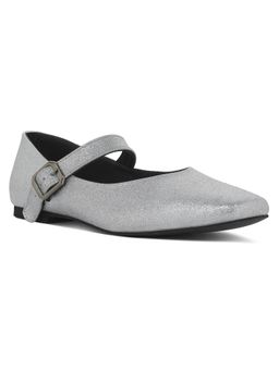 London Rag - Women Silver Pin Buckle Glitter Ballerinas