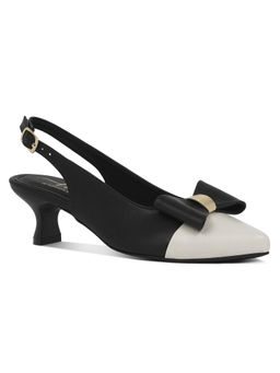 London Rag - Women Black Flared Heel Bow Dress Heels