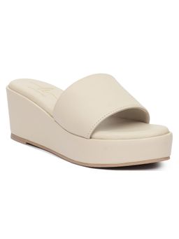 London Rag - Women Beige Classic Faux Leather Wedges